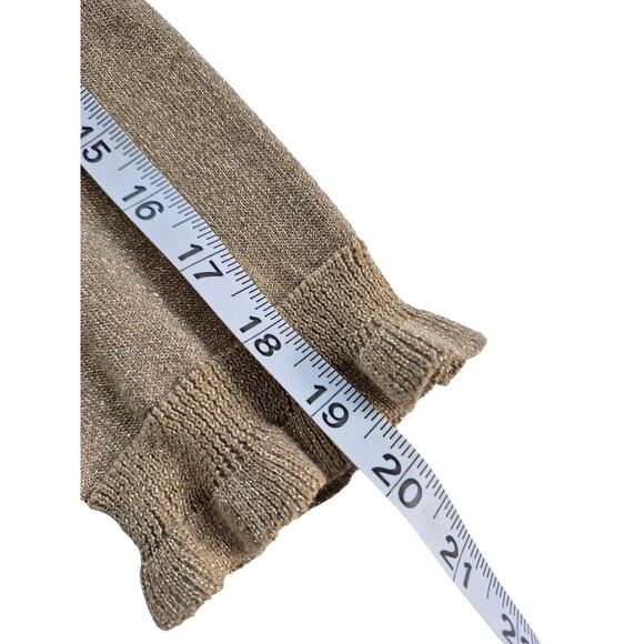 Chaps Sweater Womens Sz XL Gold Holiday Christmas Cocktail Ruffle V Neck Cuff - Picture 8 of 8